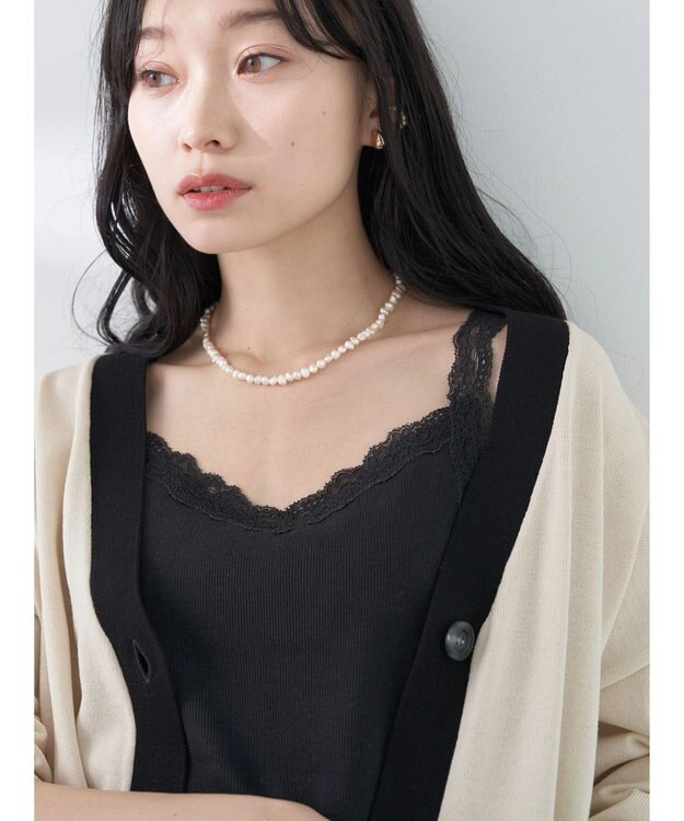 earth music&ecology ２ＷＡＹスクエア＆Vネックネックレースタンクトップ Black