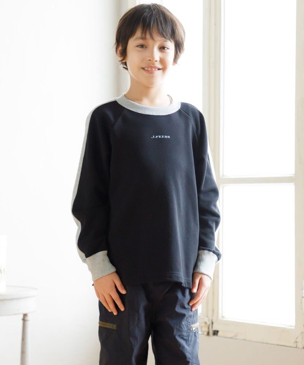 J.PRESS KIDS 【100-130cm】裏毛ラグラン ロゴトレーナー ブラック系