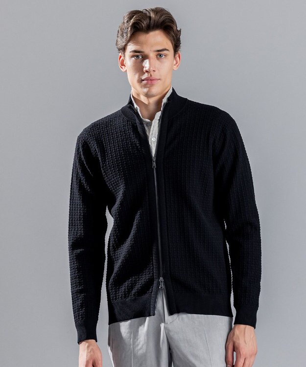 JOSEPH HOMME 【イージーケア】 ヴィスコースリンクス　ジップアップカーディガン ブラック系