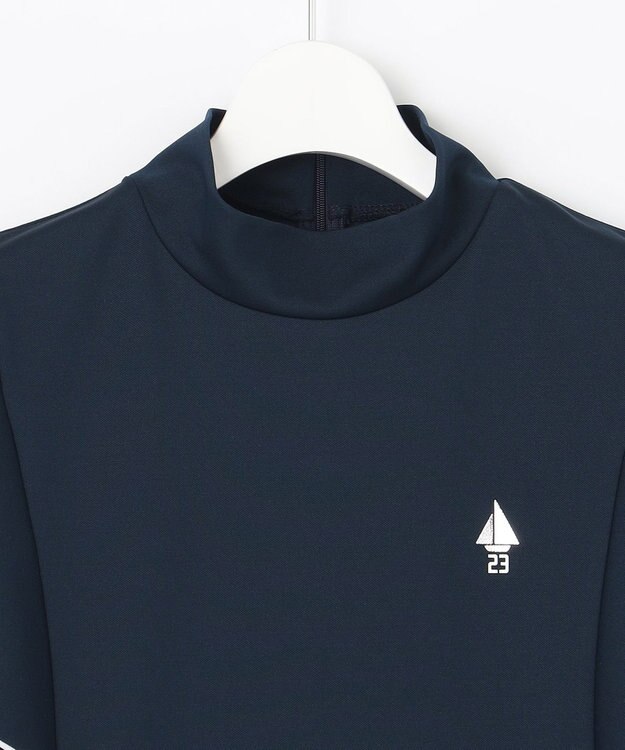 23区GOLF 【WOMEN】【吸水速乾】フレアスリーブ モックネックシャツ ネイビー系