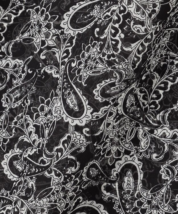 23区 L 【一部店舗限定/速乾性/洗える】モノトーンプリント ワンピース ペイズリーモチーフ