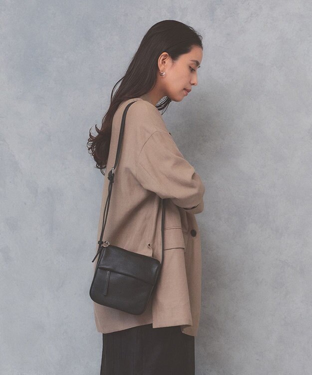 TOPKAPI 【Breath TOPKAPI】SUPPLE サプル シボレザー スワローマチ スクエア ミニ ショルダーバッグ ブラック