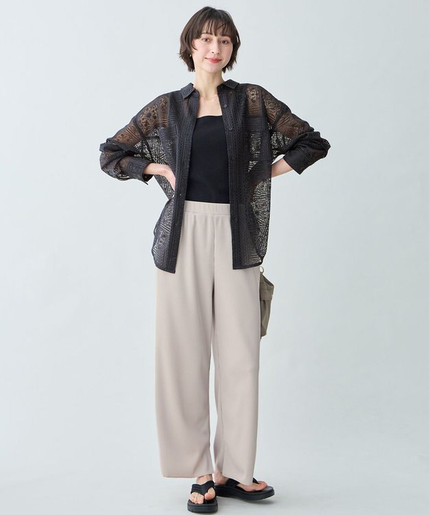 ANY L レースオーバーシャツ スレート