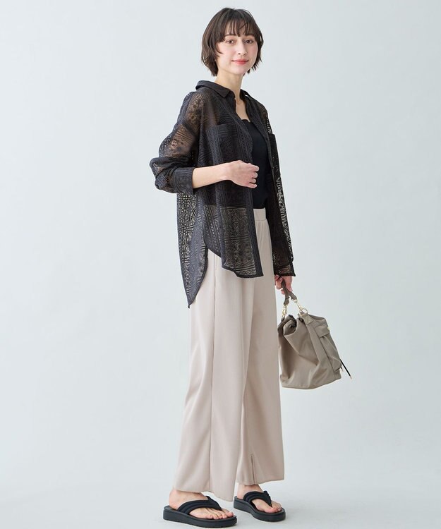 ANY L レースオーバーシャツ スレート