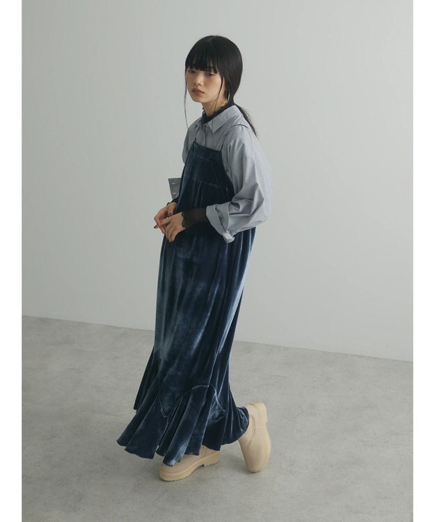 Green Parks armonia．ベロアキャミワンピース Blue