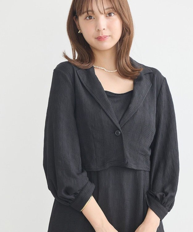 earth music&ecology ＳＥＴ２点ジャカードシャツ＋キャミドレ Black