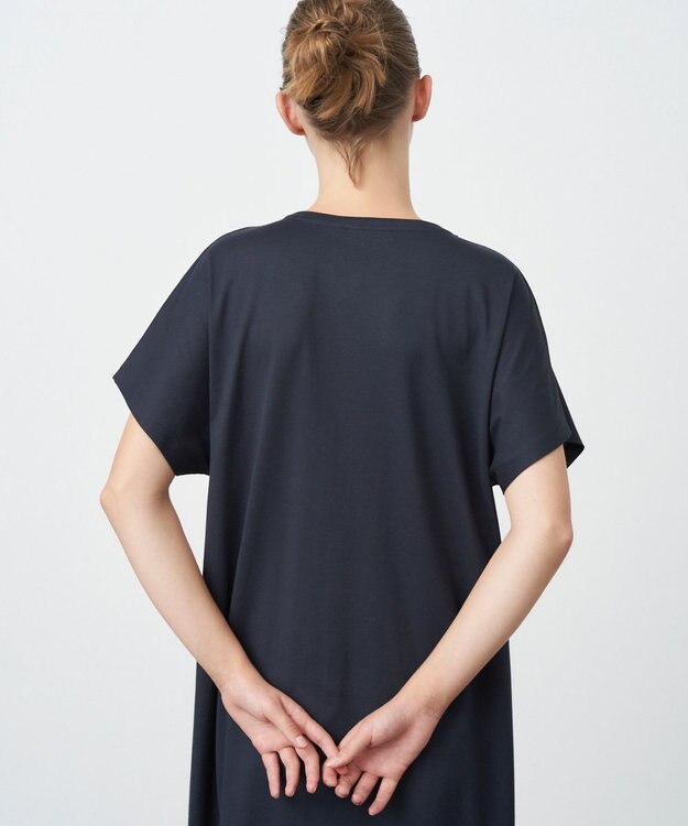 ATON SUVIN 60/2 | キャップスリーブワンピース NAVY