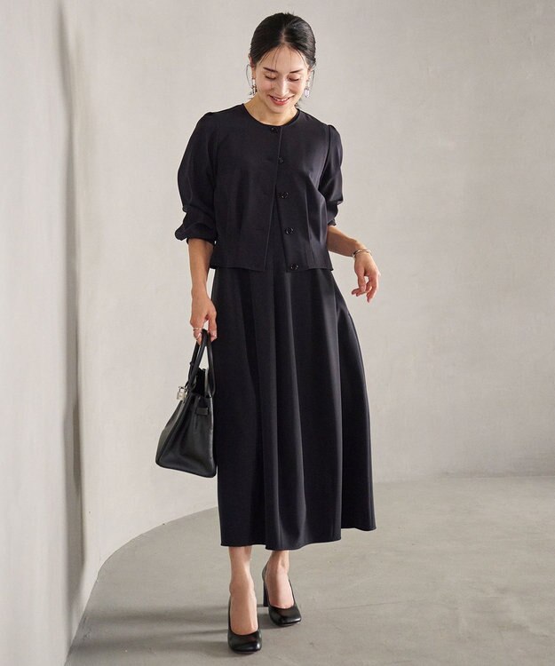 #Newans 【セレモニーにも】コクーンフォルムドレス ネイビー