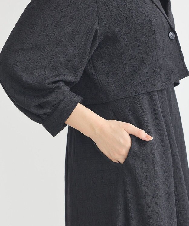 earth music&ecology ＳＥＴ２点ジャカードシャツ＋キャミドレ Black