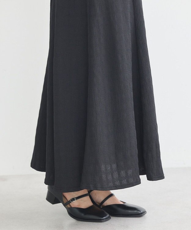 earth music&ecology ＳＥＴ２点ジャカードシャツ＋キャミドレ Black