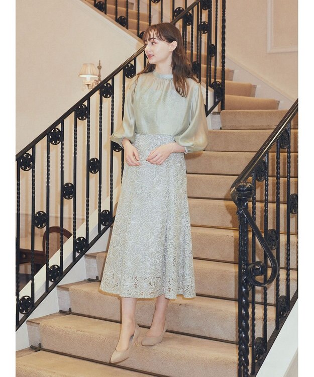 earth music&ecology ＳＥＴ２点　シアーブラウス＋レースキャミワンピース Mint