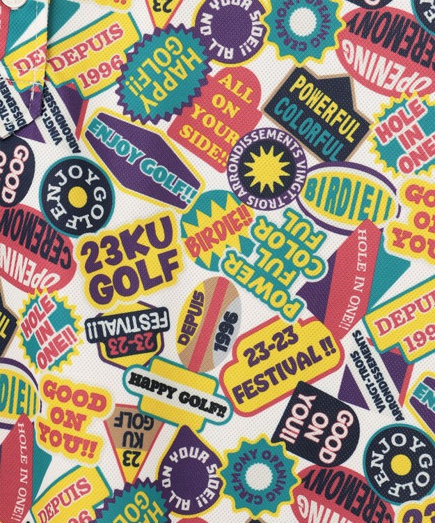 23区GOLF 【WOMEN】【UVケア/吸水速乾】マルチステッカープリント ポロシャツ イエロー系5
