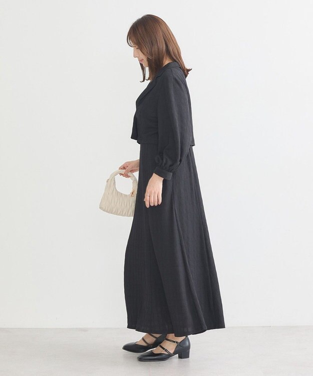 earth music&ecology ＳＥＴ２点ジャカードシャツ＋キャミドレ Black