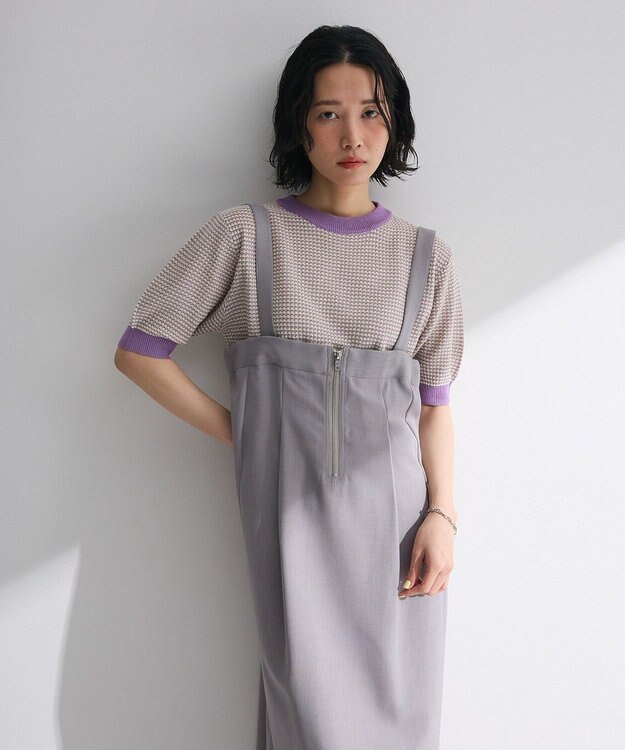 Green Parks マルチＷＡＹフロントｚｉｐサロペットスカート Brown