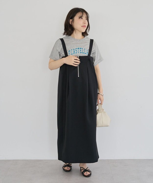 Green Parks マルチＷＡＹフロントｚｉｐサロペットスカート Brown