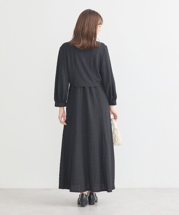 earth music&ecology ＳＥＴ２点ジャカードシャツ＋キャミドレ Black