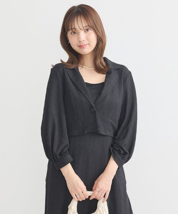 earth music&ecology ＳＥＴ２点ジャカードシャツ＋キャミドレ Black