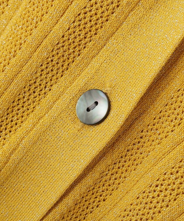 YECCA VECCA ストライプメッシュニットカーディガン Yellow