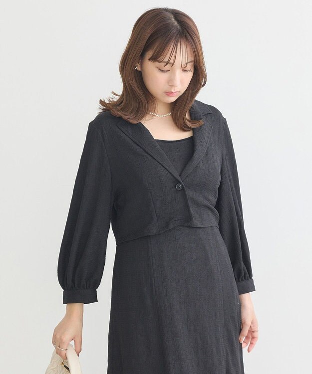 earth music&ecology ＳＥＴ２点ジャカードシャツ＋キャミドレ Black