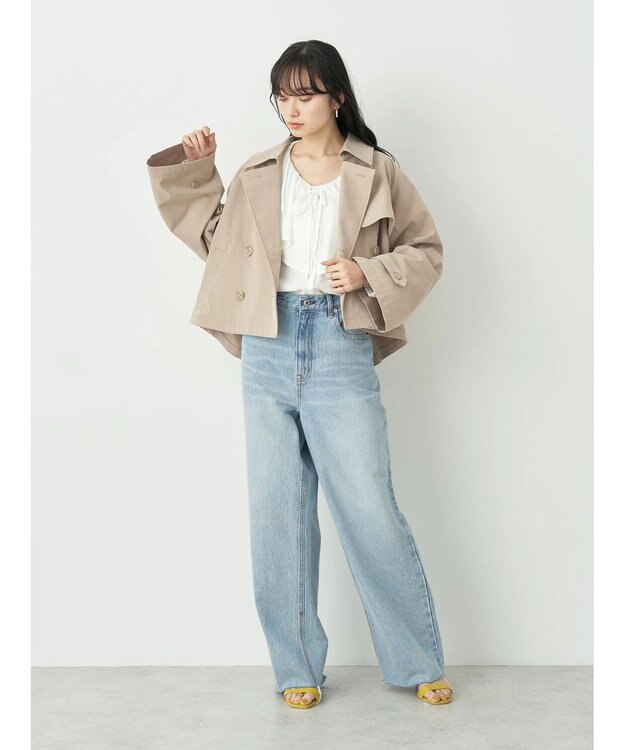 earth music&ecology ラッフルカラーブラウス Off White