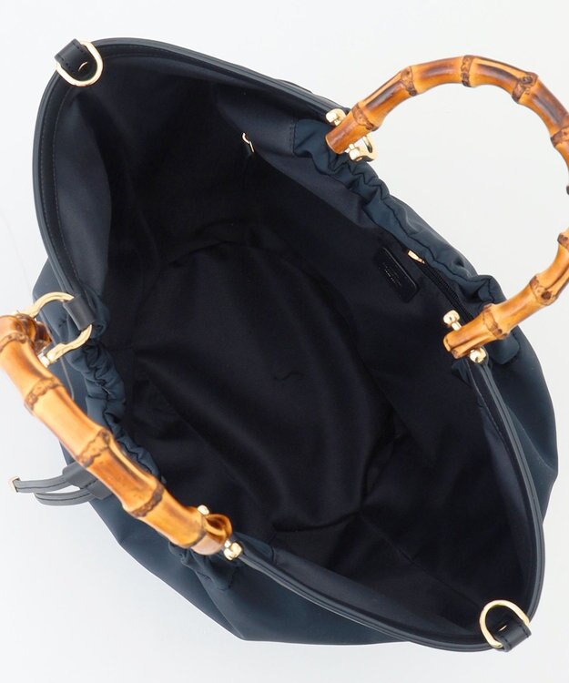 J.PRESS LADIES 【2way】ギャザーバンブー トート バッグ ネイビー系