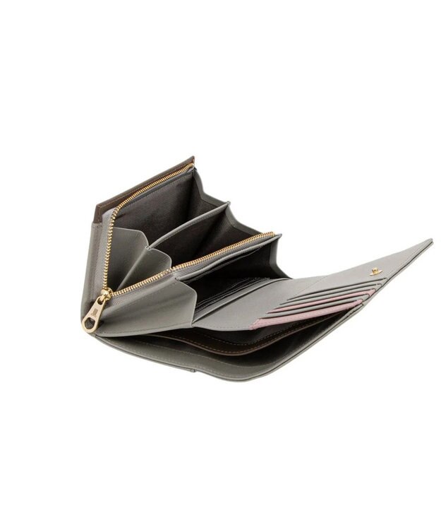 LANVIN en Bleu リュクサンブールカラー 二つ折り被せ財布 グレー