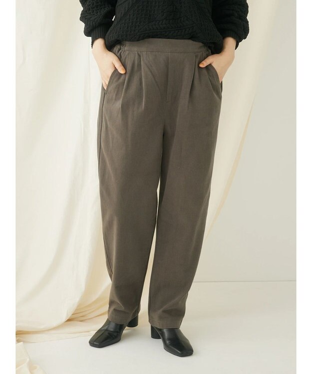 CRAFT STANDARD BOUTIQUE 綿ピーチ綺麗シルエットパンツ Charcoal Gray