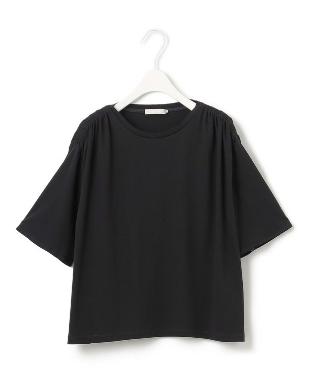 ICB 【接触冷感・UVケア・洗える】 ハイツイストスムース デザインカットソー ブラック系