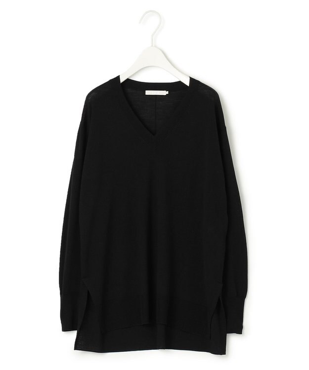 ICB 【洗える】 コンパクトウール Vネックプルオーバー ブラック系