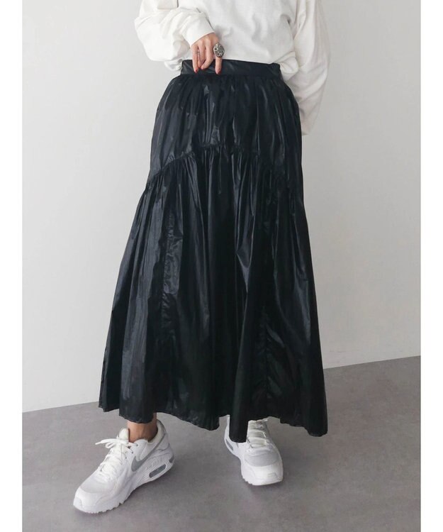 Green Parks ・ＥＬＥＮＣＡＲＥ　ＤＵＥ　メタリックティアードスカート Black