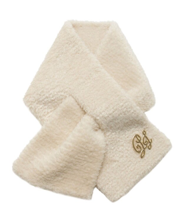 MOONBAT PAUL & JOE ACCESSOIRES フェイクファーブローチマフラー オフホワイト