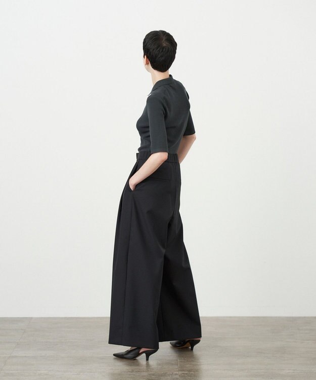 ATON FRESCA KNIT | ポロカーディガン BLACK