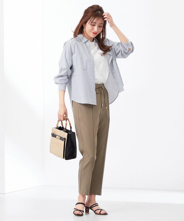 ANY SIS 【UVケア】イージーケアストライプ シャツ ブルーストライプ