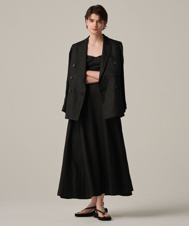 uncrave ヘリンボーン リネン ジャケット（uncrave WHITE） ブラック