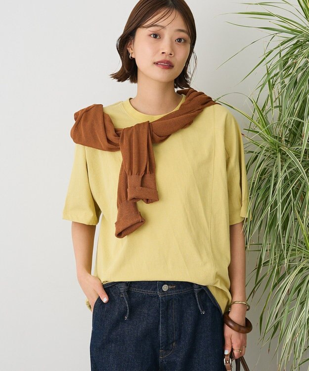 CRAFT STANDARD BOUTIQUE カットクレープワイドキリカエTシャツ Yellow