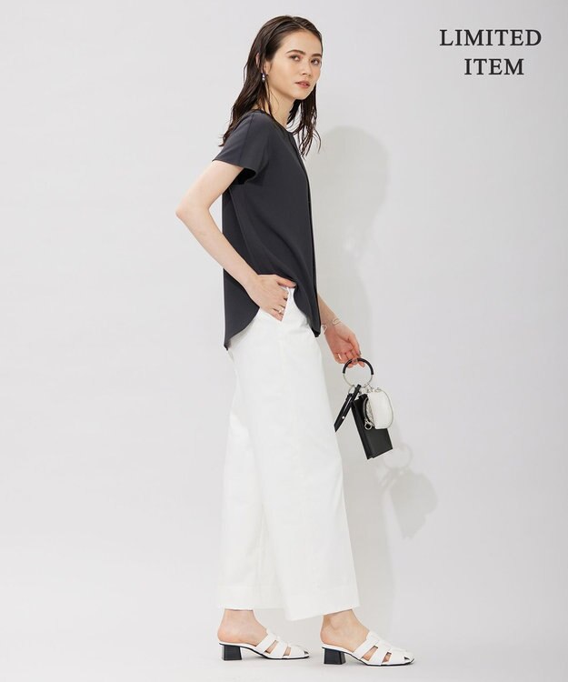 ICB L 【WEB限定・洗える】BackSatinGeorgette ブラウス グレー系