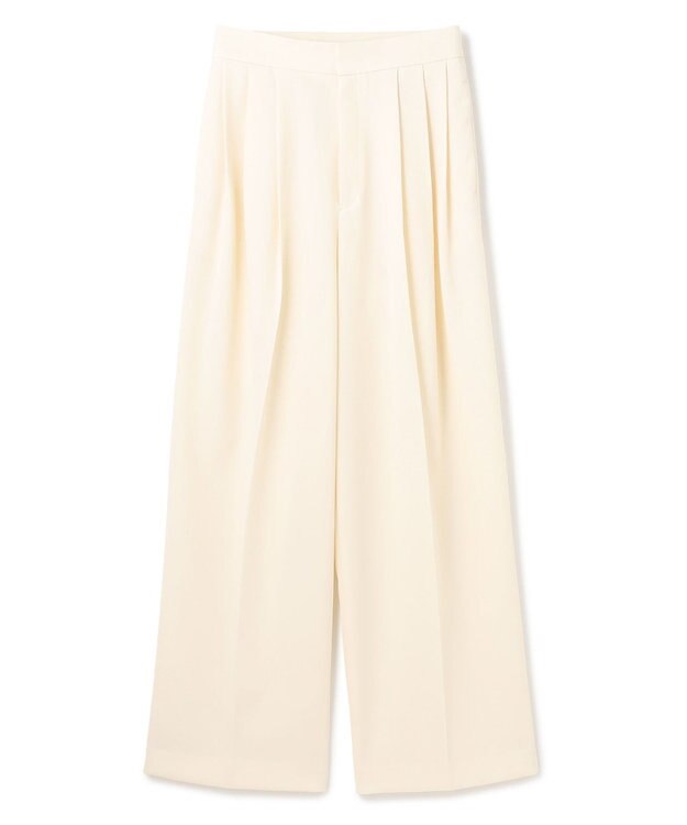 BEIGE， 【洗える】STEVIA / ウール混タックワイドパンツ Ecru