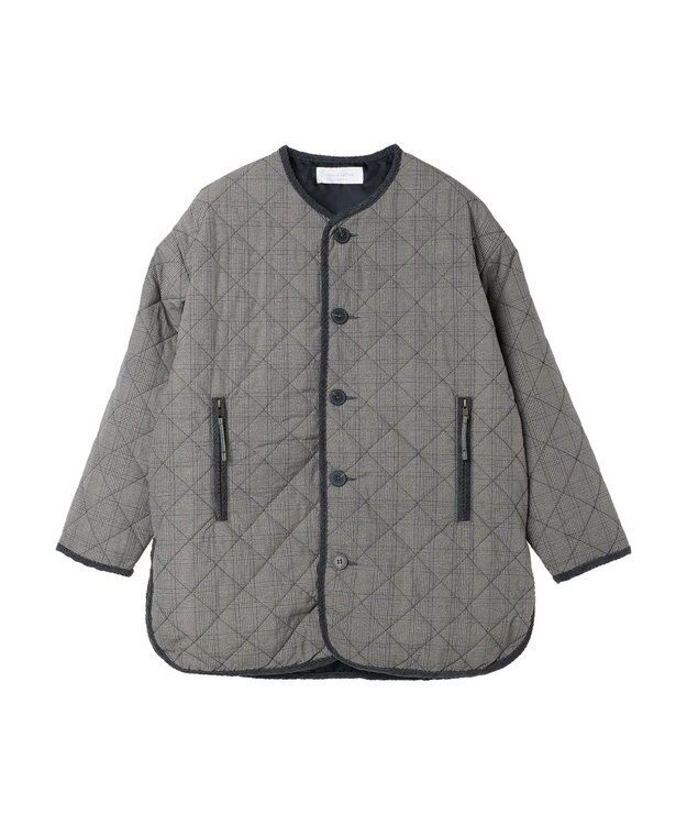 Green Parks キルティングノーカラーブルゾン Check