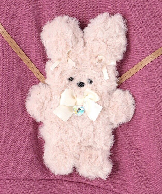 ANY KIDS アニマルポシェット 裏シャギー トレーナー ピンク×ウサギ