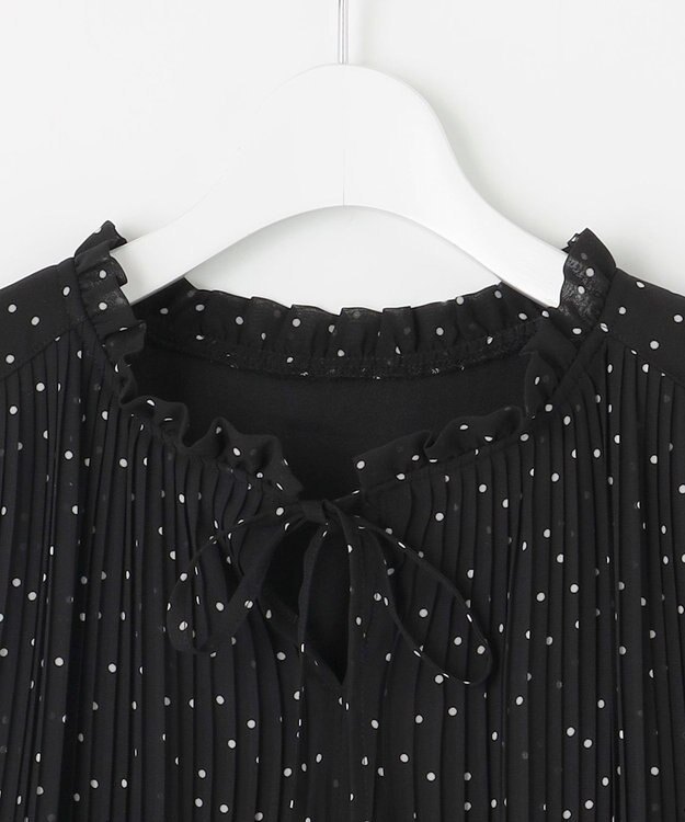 Feroux 【2WAY】シフォンジョーゼットプリーツ ブラウス ブラック系1