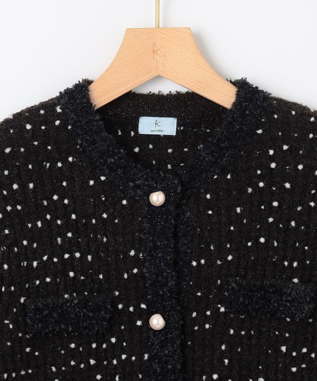組曲 【WEB限定】スノーネップツイード ニットジャケット ブラック系