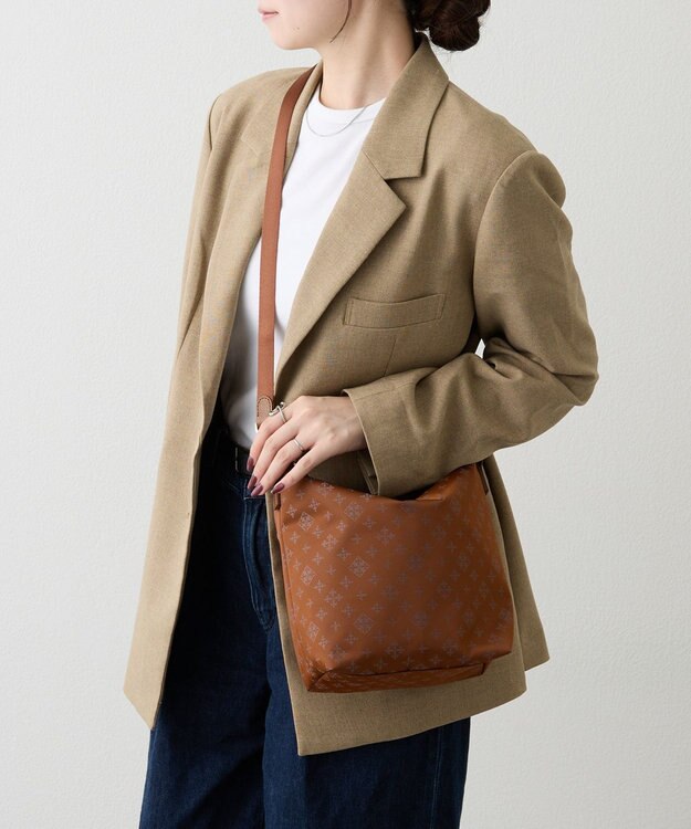 russet ナイロンジャガード2WAYミニショルダーバッグ(CE-1627) Camel/Gray