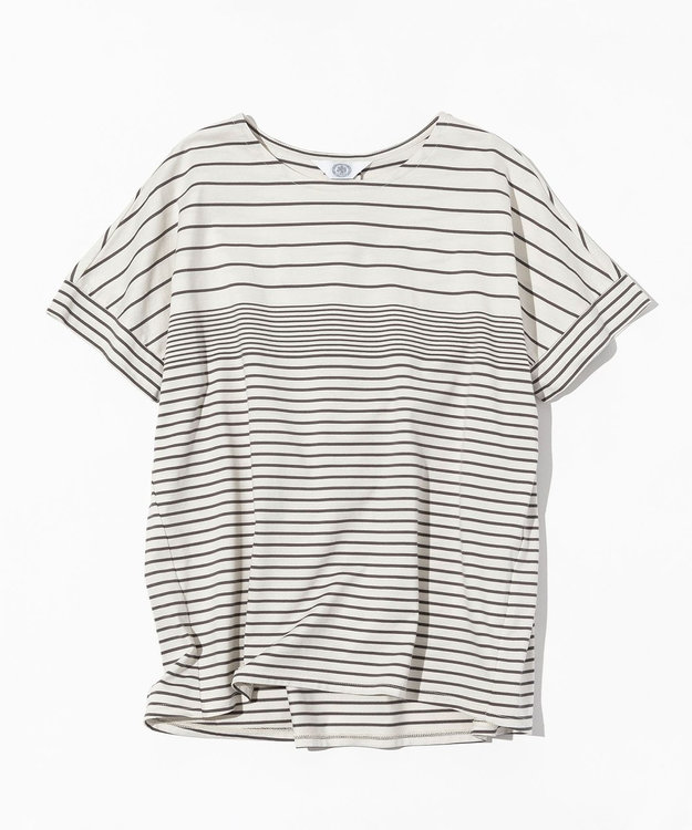 J.PRESS LADIES L パネルボーダー ドルマンスリーブ カットソー ホワイト系1