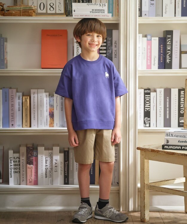 J.PRESS KIDS 【140-170cm】バックブル ミニ裏毛 半袖トレーナー ダルブルー系