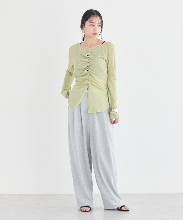 earth music&ecology レースレイヤード風スウェットパンツ Gray Mixture