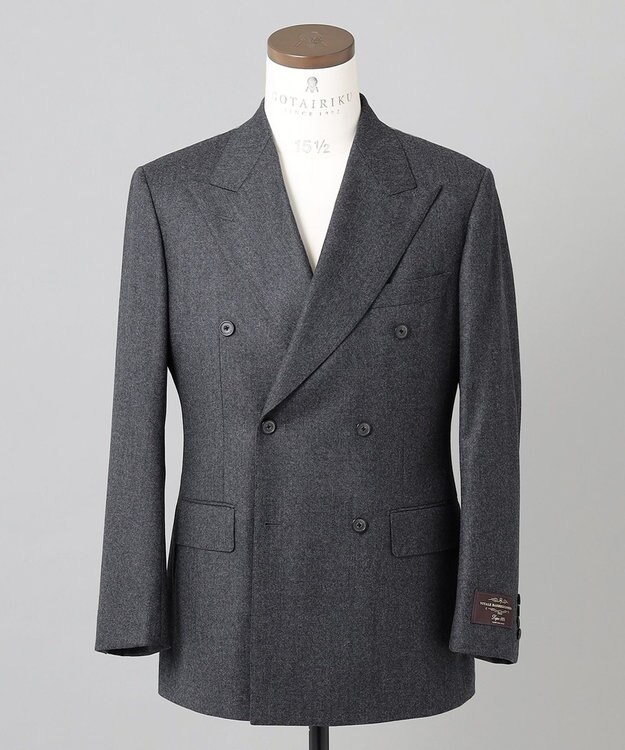 GOTAIRIKU 【CANONICO】サキソニー Super 120's ダブルブレストスーツ グレー系