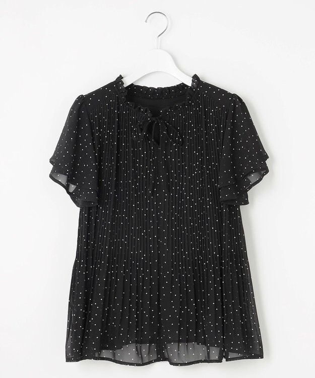 Feroux 【2WAY】シフォンジョーゼットプリーツ ブラウス ブラック系1