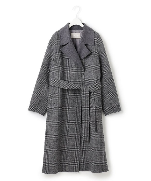 ICB ウールリバー ロングトレンチコート チェック柄系