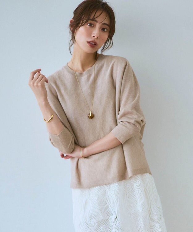 23区 L シャイニーシアー ドルマン ニット ベージュ系