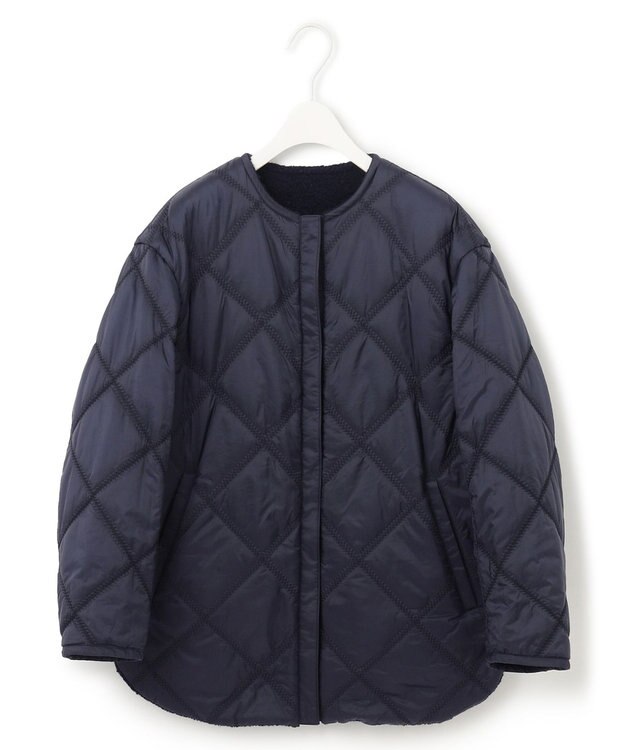 ICB 【リバーシブル着用可能】 ウールパイルキルト ミドル丈コート ネイビー系